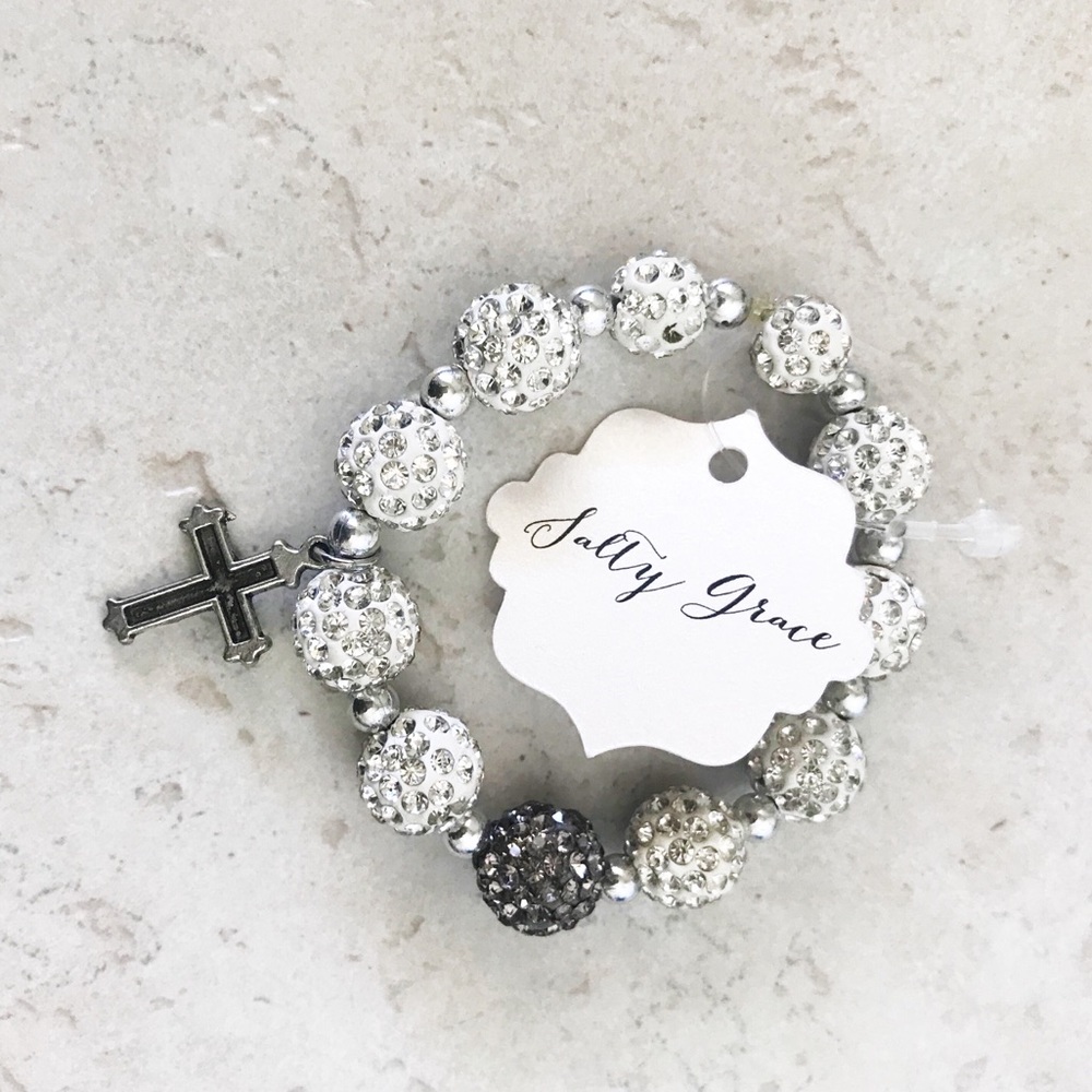 Cross Christian charm bracelet ‘He is with you”